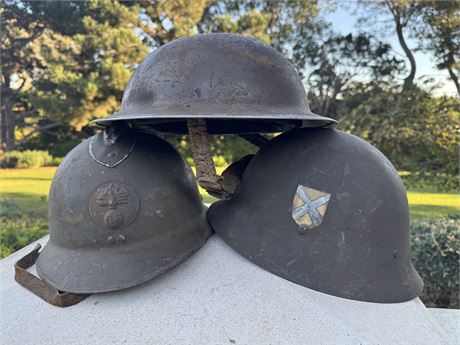 Lot of 3 WWII Era Helmets