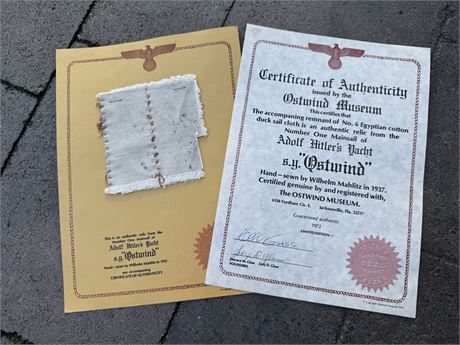 Cloth Swatch from Hitler's Yacht