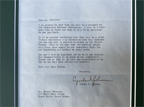 President Lyndon Johnson Signed Letter