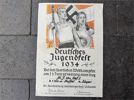 Hitler Youth Award Document 1934