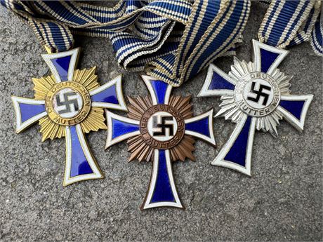 Mother's Cross Set in Bronze, Silver, and Gold