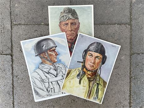 3 Willrich Post Cards, Rommel Included