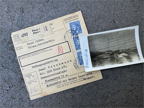 Mailing Label/Receipt to a Concentration Camp Prisoner and Photo