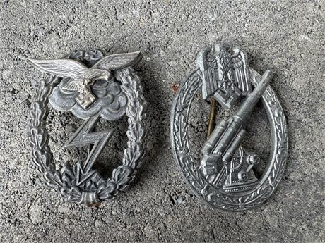 Lot of  Badges--Army Artillery and Luftwaffe Ground Assault