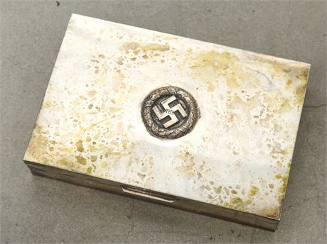 Solid Silver Old Fighter Cigarette or Cigar Box
