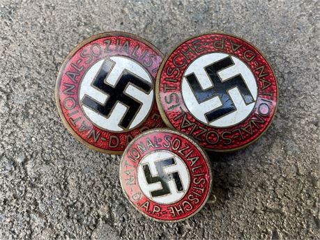 Scarce group of NSDAP Membership Badges, Lot of 3