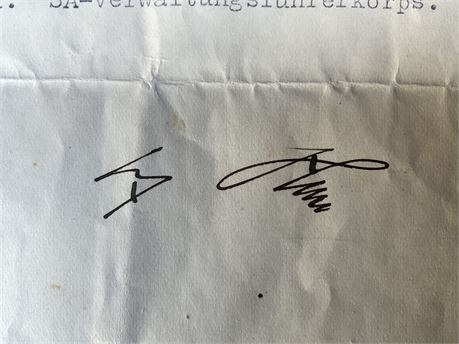 Hitler Signature on SA Coversheet