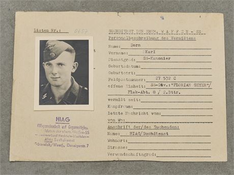 Waffen SS Suchdienst via HIAG